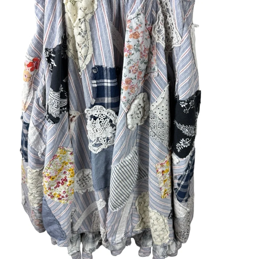 Anthropologie Pilcro Jenna Scoop Neck Drop-Waist Patchwork Dress Boho Size. 4 - Picture 10 of 10